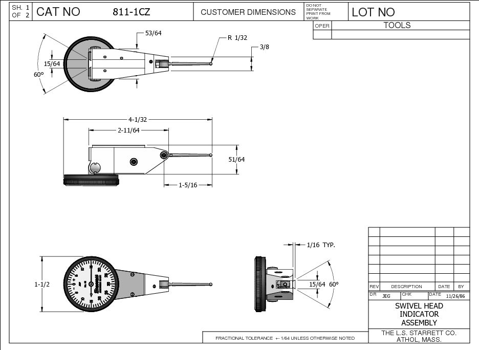 811-1CZ Dial Test Indicator with Swivel Head