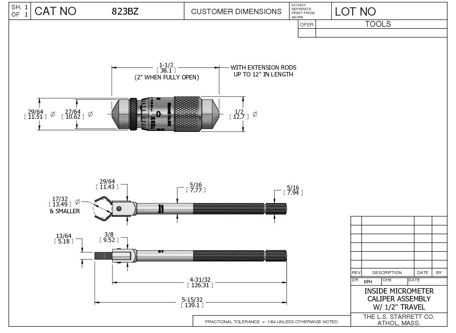 823BZ Tubular Inside Micrometer