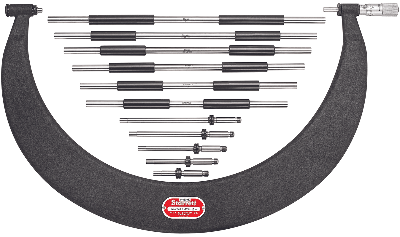 724LZ-18 Tubular Bow Type Interchangeable Anvil Micrometer Set