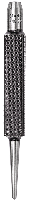 Starrett 117AA Center Punch With Round Shank, 3" Length, 1/16" Tapered Point Diameter