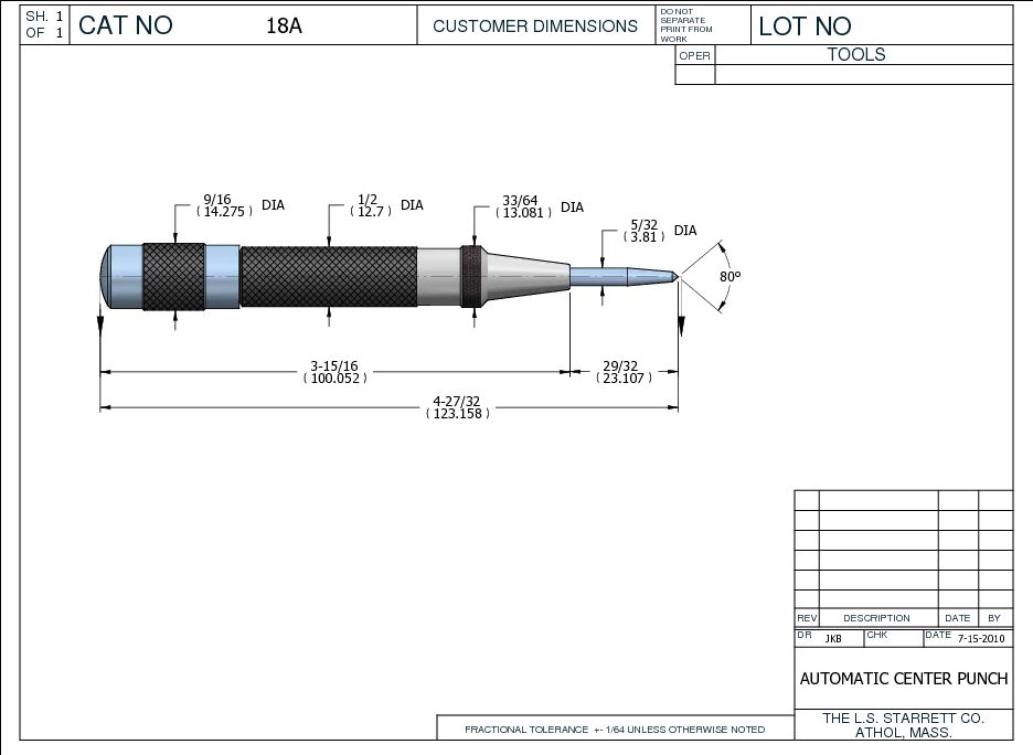 Centre Punch Tool Diagram