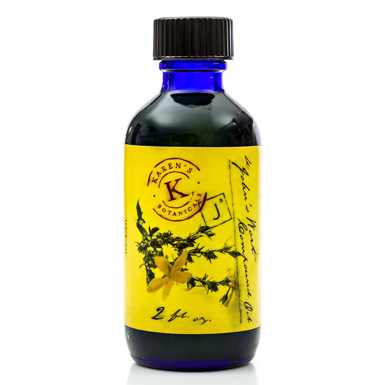 St. John's Wort Compound Oil, Massage oil,  dry skin treatment, inflamed skin treatment, itchy skin relief,  calm and relieve itching, eczema relief, eczema treatment, insect bite treatment, sunburn relief,  diaper rash care,  