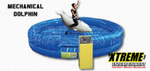 "Interactive Mechanical Dolphin ride for parties, fairs, and aquatic-themed events"