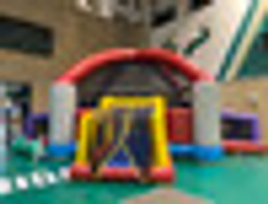 "Inflatable dodgeball arena for kids party rental"