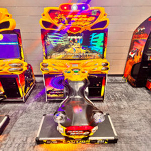 Super Bikes 2 Arcade game for rent — a fast-paced motorcycle racing game that lets players race against each other in thrilling competitions, perfect for events and parties.
