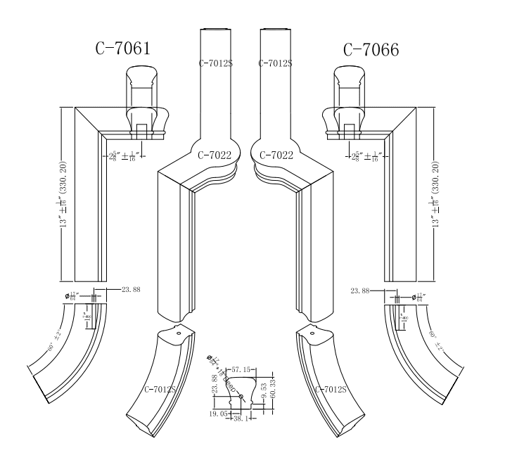 Gooseneck Riser System C-7061 Gooseneck Left Hand 2 Riser with Cap 135 Degree