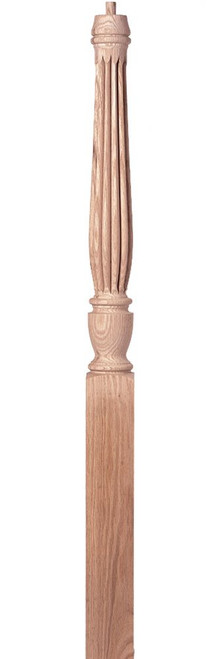 #4410R Reeded 3 1/2" x 48" Carolina Pin Top Newel Post.