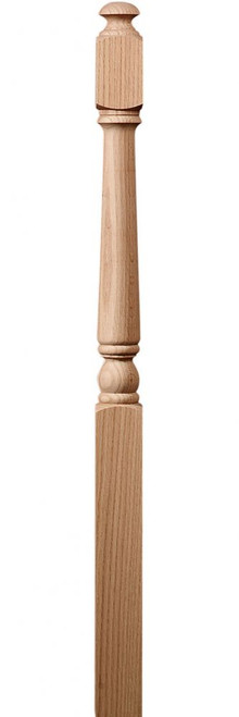 #1742 Traditional 3 1/4" X 48" 5" Top Block Newel Post.