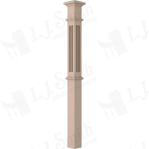 LJ-4393 Soft Maple Fluted Panel Intermediate Box Newel 4 1/4" X 62"