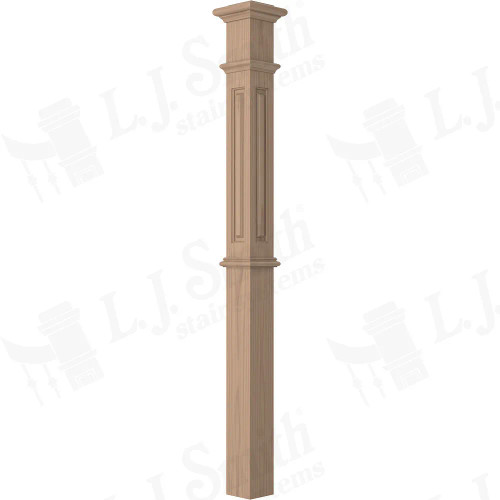 LJ-4395 Poplar Raised Panel Intermediate Box Newel 4 1/4" X 62"