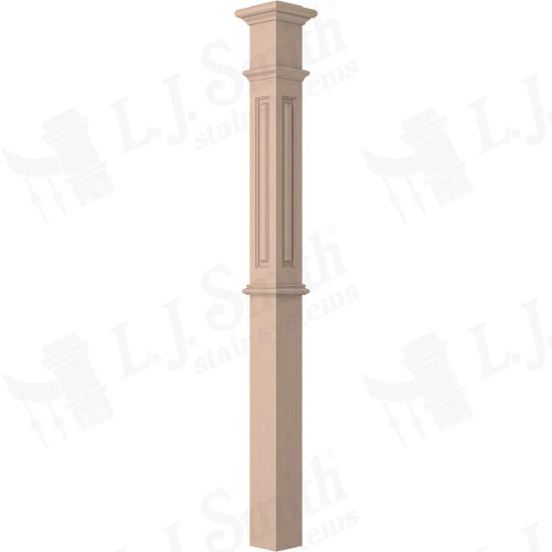 LJ-4395 Soft Maple Raised Panel Intermediate Box Newel 4 1/4" X 62"