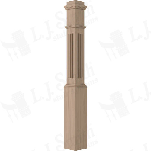 LJF-4091 Poplar Traditional Style Fluted Box Newel 6 1/4" x 55".