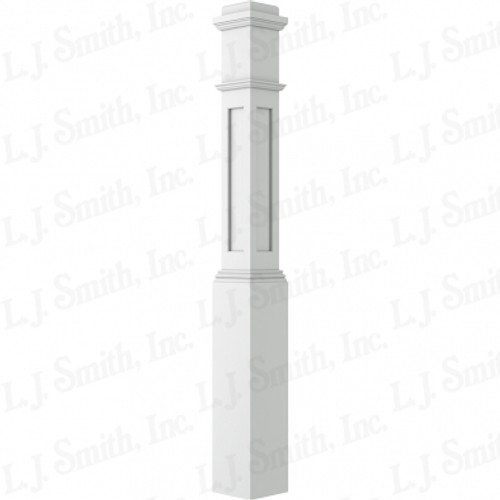 LJRC-4091 Primed Traditional Style Recessed Panel Box Newel