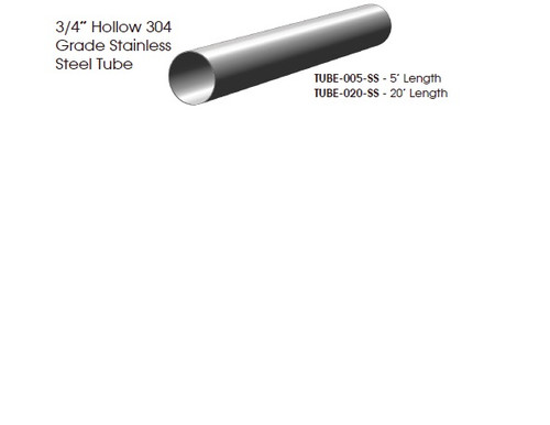 TUBE-005-SS - 5' Length 3/4" Hollow 304 Grade Stainless Steel Tube