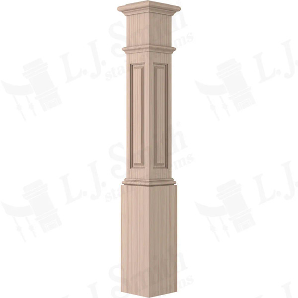 LJ-4095 Beech Raised Panel Box Newel 7 1/2" x 53 1/2"