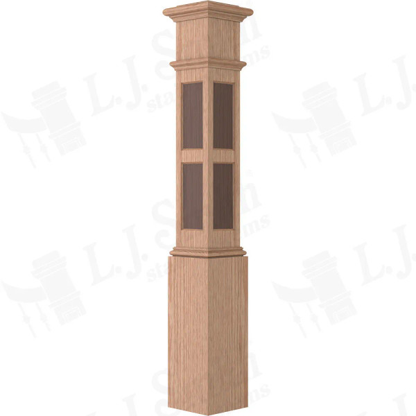 LJ-4096 Rectangle Inlay 7 1/2" x 53 1/2" Box Newel