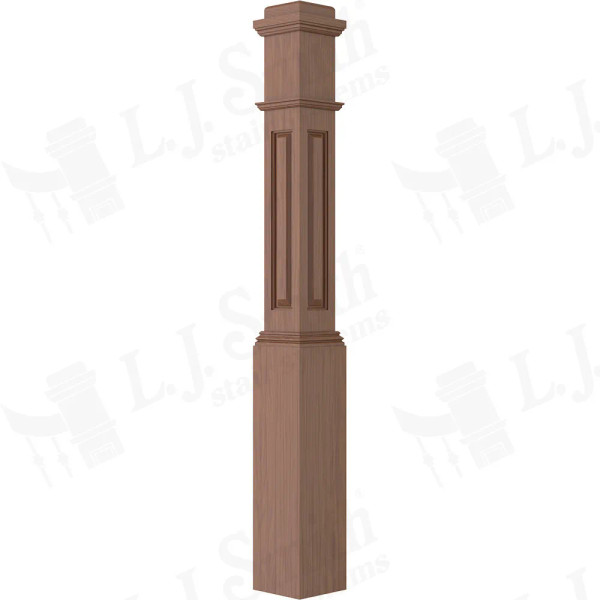 LJRA-4091 Cherry Traditional Style Raised Panel Box Newel 6 1/4" x 55".