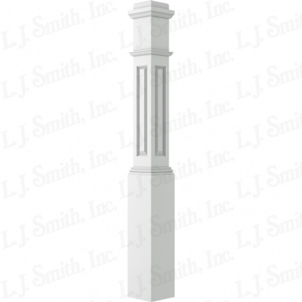 LJRA-4091 Primed Traditional Style Raised Panel Box Newel 6 1/4" x 55".