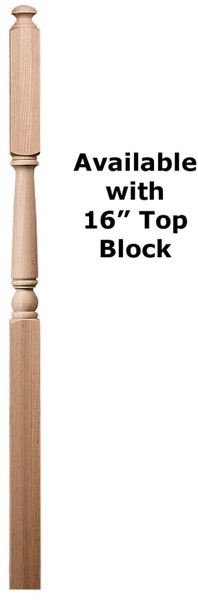 #1646 Traditional 3" X 60" Newel Post 16" Top Block.