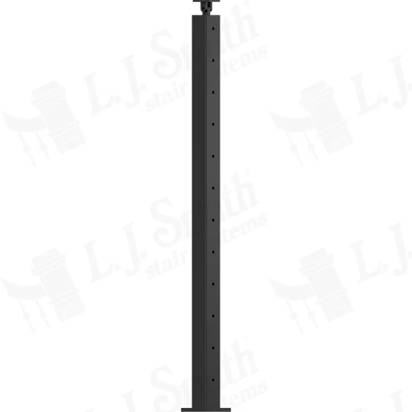 CL-320-42 Low Sheen Black Level Pass Through 2" Metal Newel Post. (12 Hole)