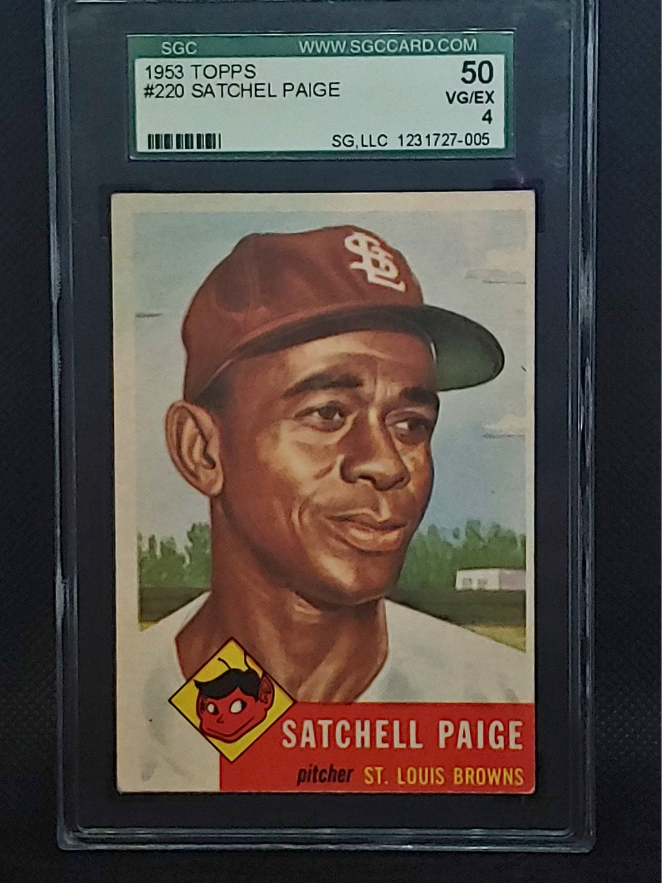 1953 Topps #220 Satchel Paige St. Louis Browns Baseball Card Sgc 4.5 Vg/ex+