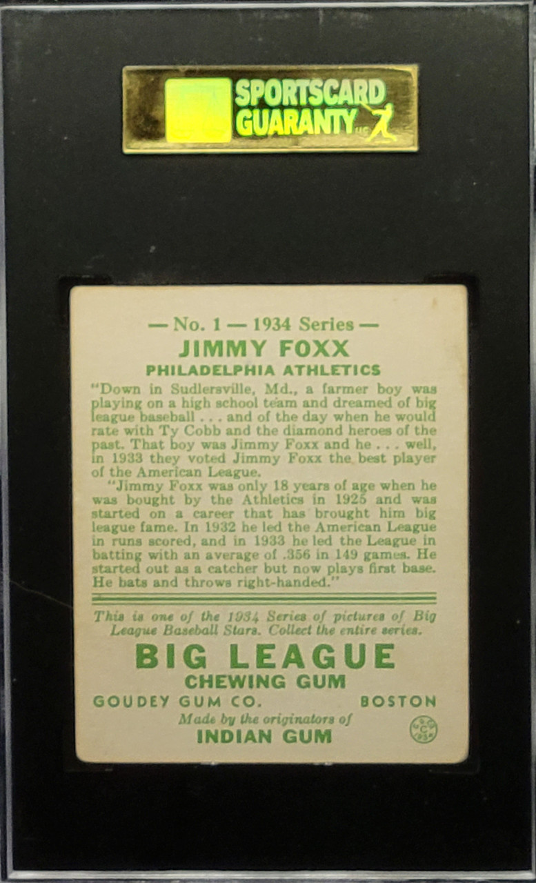 1934 Goudey Jimmie Foxx is One Poor Card