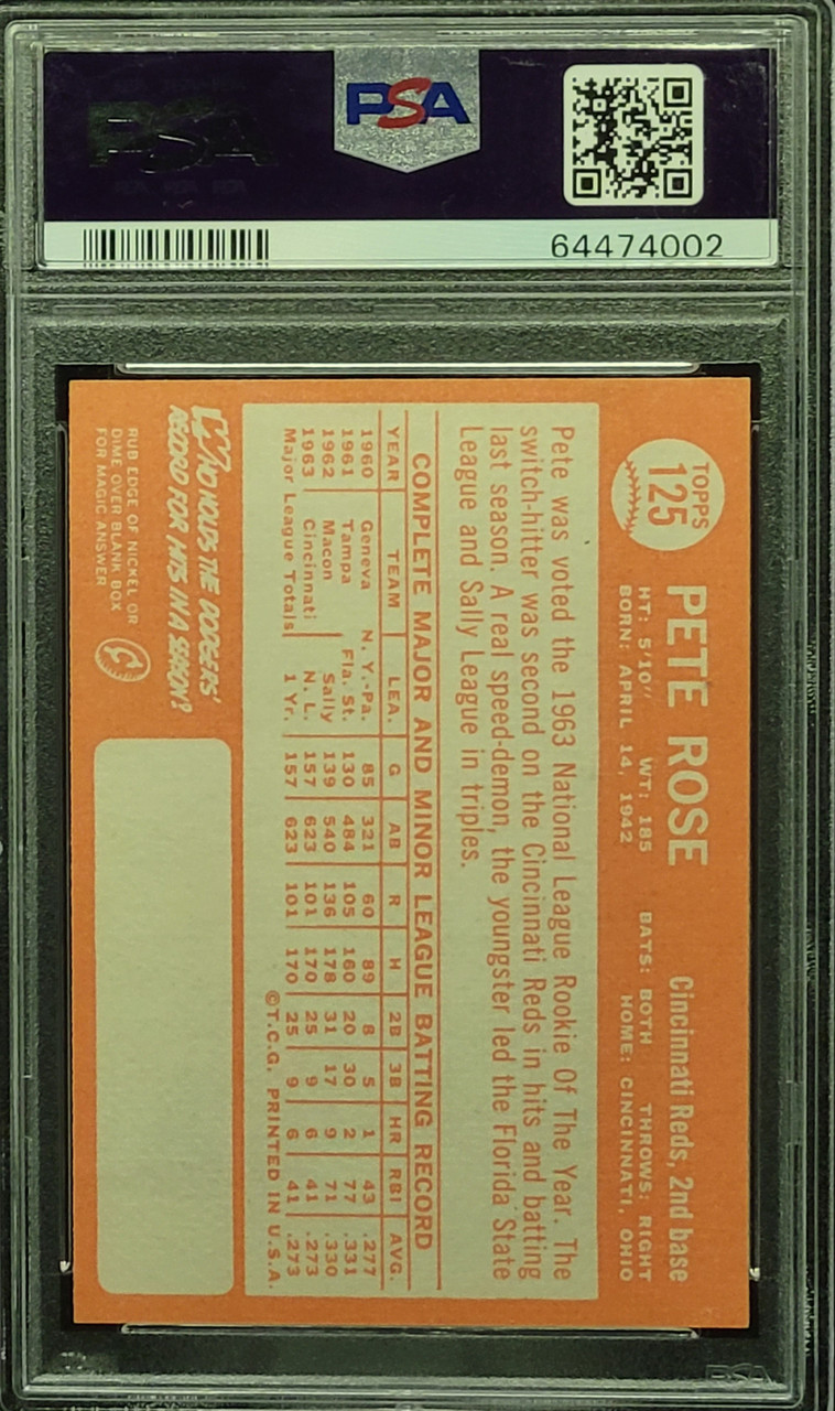 1964 Topps #125 Pete Rose (auto) PSA/DNA 5/10