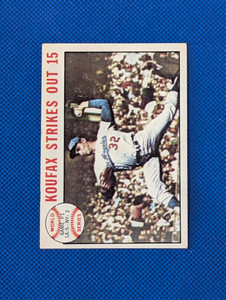 1964 Topps #136 Koufax strikes out 15
