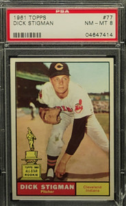 1961 Topps #77 Dick Stigman PSA 8