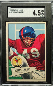 1952 Bowman Large #142 Tom Landry SGC 4.5