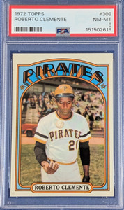 1972 Topps 309 Roberto Clemente PSA 8