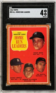 1962 Topps 53 AL Home Run Leaders SGC 4