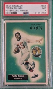 1955 Bowman 136 Emlen Tunnell PSA 7