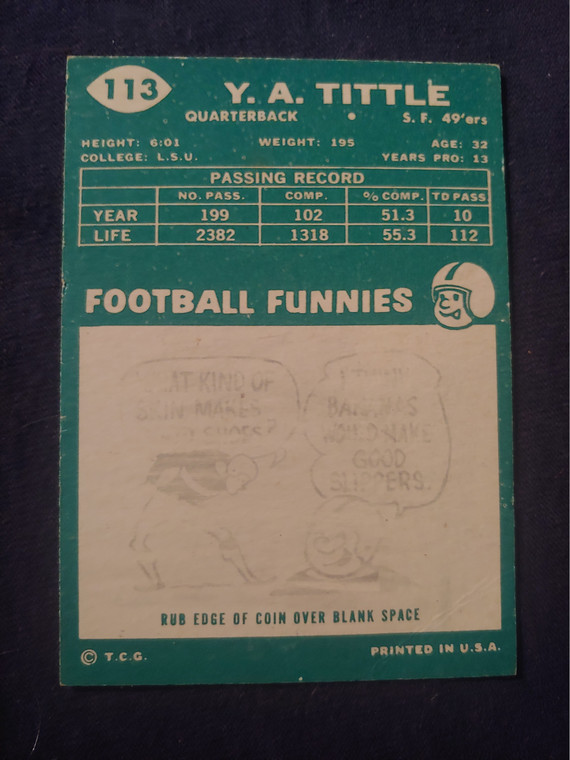1960 Topps #113 Y.A. Tittle vg