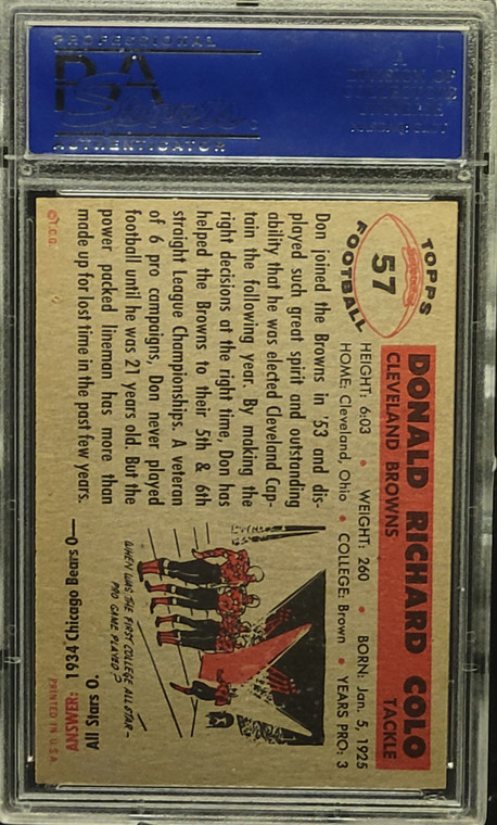 1956 Topps #57 Don Colo PSA 7