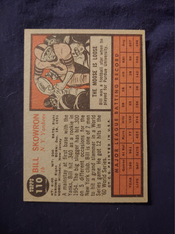 1962 Topps #110 Bill Skowron