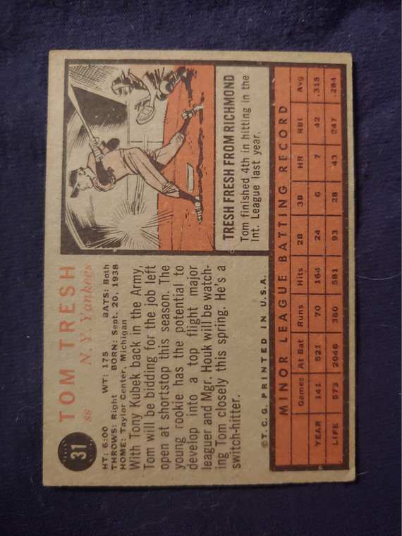 1962 Topps #31 Tom Tresh RC