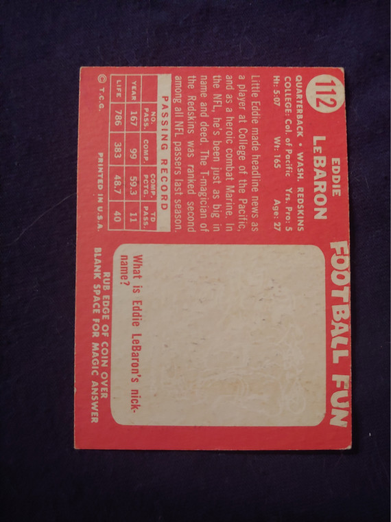 1958 Topps #112 Eddie LeBaron