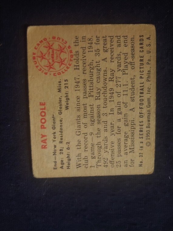 1950 Bowman #32 Ray Poole pr