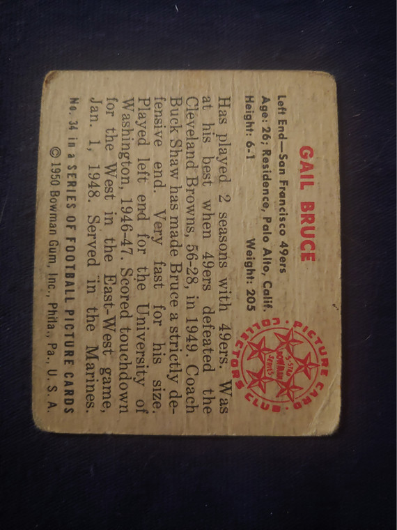 1950 Bowman #34 Gail Bruce pr