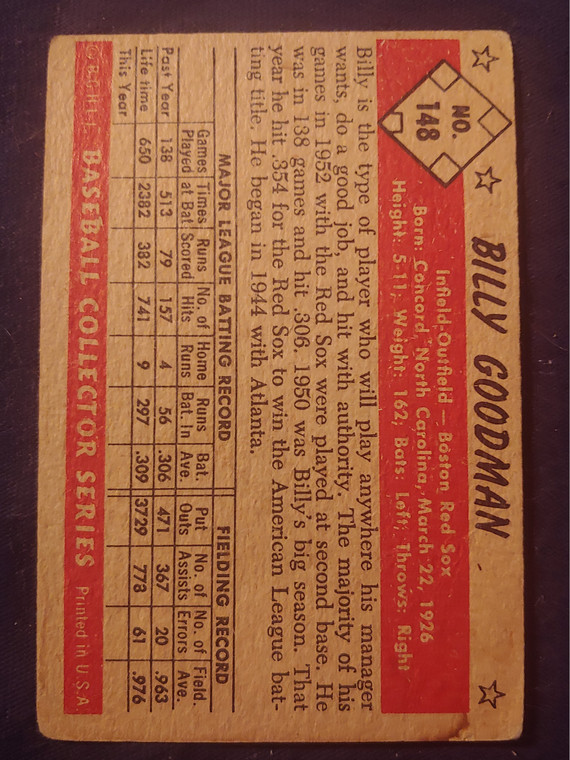 1953 Bowman #148 Billy Goodman