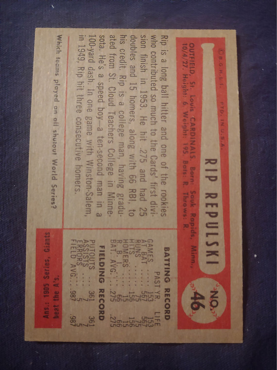 1954 Bowman #46 Rip Repulski
