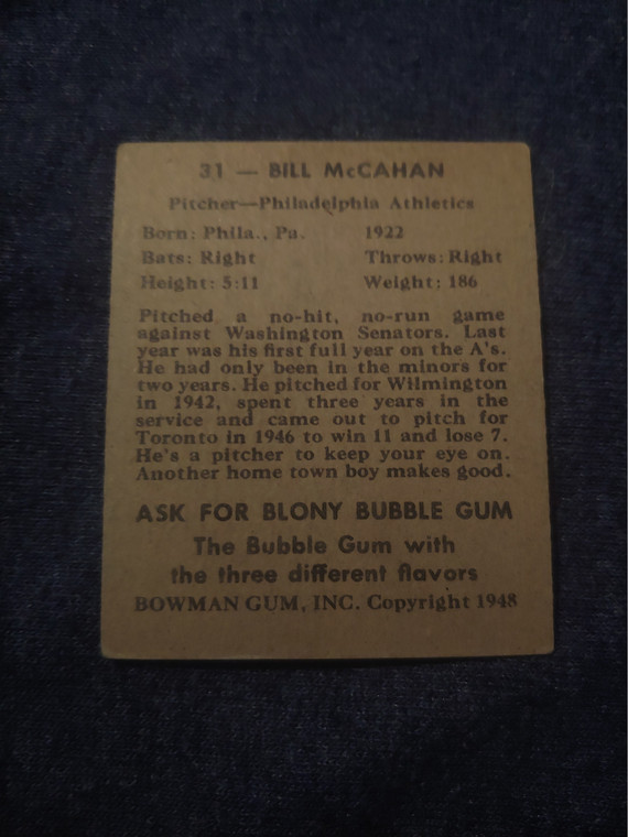1948 Bowman #31 Bill McCahan gd