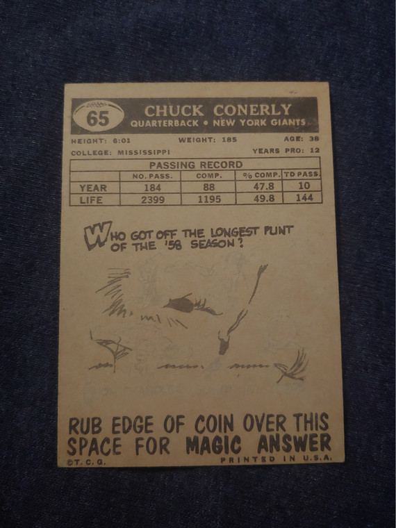 1959 Topps #65 Chuck Conerly