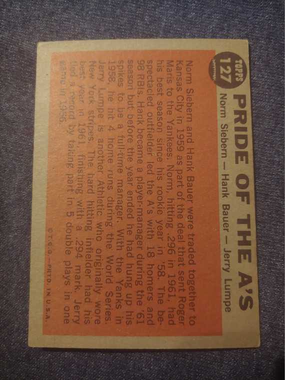 1962 Topps #127 Pride of the A's