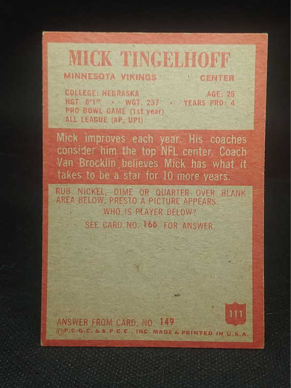 1965 Philadelphia #111 Mick Tingelhoff
