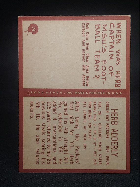 1967 Philadelphia #74 Herb Adderly vgex
