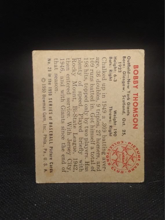1950 Bowman #28 Bobby Thomson vgex