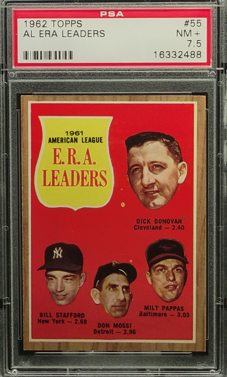 1962 Topps #55 AL ERA Leaders PSA 7.5