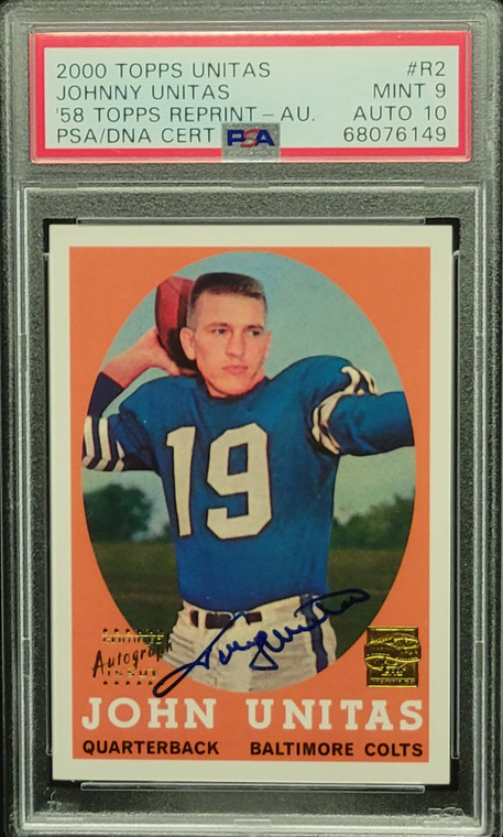 2000 Topps 1958 rp Johnny Unitas auto PSA/DNA  9/10